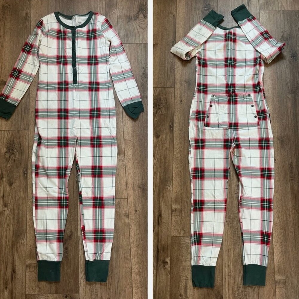 Hearth & Hand Magnolia Holiday Plaid Onesie Adult Pajamas Size Medium